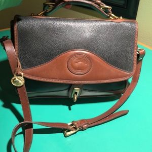 Dooney & Bourke Black & Tan Leather Vintage Crossb